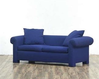 Contemporary Royal Blue Roll Arm Sofa