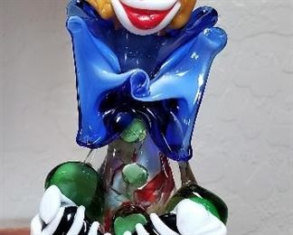 Collection of signed glass clowns