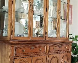 Lighted and mirrored china cabinet