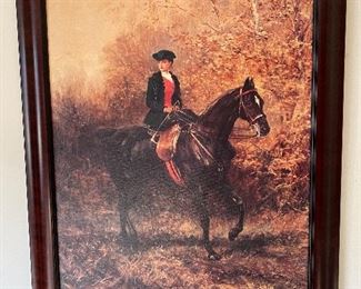 Framed horse and hunt print