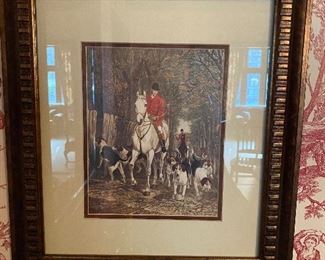 Framed horse and hound print