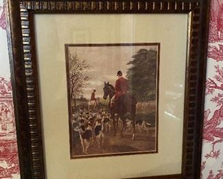 Framed horse and hound print