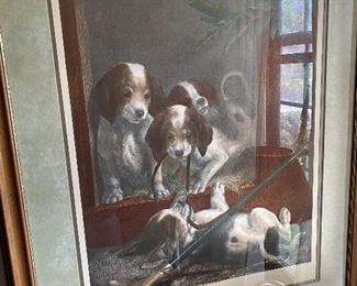 Cute framed print of puppies!