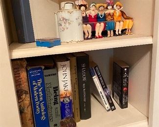 Sewing pin cushion, books