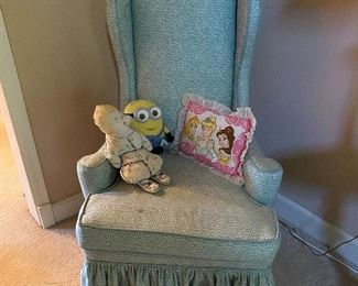 Antique high back sitting chair, Princess pillow