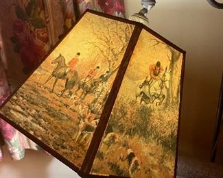 Shade on bridge floor lamp