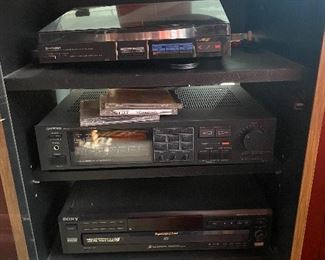 Vintage stereo equipment, albums