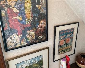 Variety of framed prints/posters