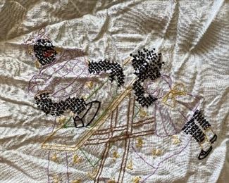 Antique hand embroidered dish towel