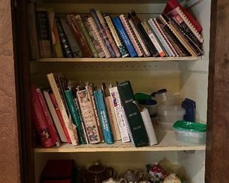 Cook books, tea pots