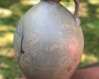 Lot 3: Signed "2" // "S Coleman(?)", Ovoid Jug w/ Cobalt Brush Strokes; Measuring: 14" tall, 9" widest point. Some dull flakes, knicks and chips due to age and normal wear. Price: $280