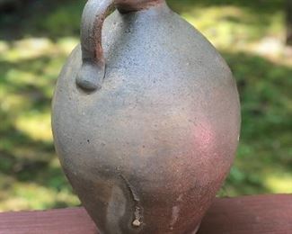 Lot 3: Signed "2" // "S Coleman(?)", Ovoid Jug w/ Cobalt Brush Strokes; Measuring: 14" tall, 9" widest point. Some dull flakes, knicks and chips due to age and normal wear. Price: $280