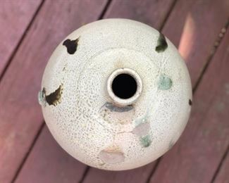 Lot 4: "3" Ovoid Jug w/ Salt Glaze Drips, Broken Handle; Measuring: 17" tall, 10" widest point. Some dull flakes, knicks and chips due to age and normal wear. Price: $280