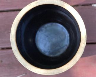 Lot 7:  "4" Crock; Measuring: 11.5" tall, 11" widest point. Some slight nicks and dings due to age. Price: $65