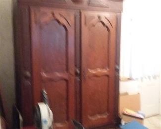 Double Door Burled Walnut Wardrobe (very tall)