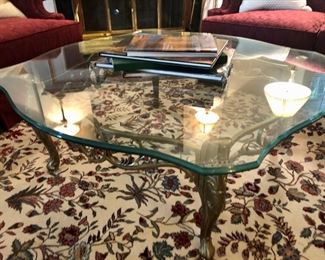 Vintage LaBarge beveled Glass top coffee table 