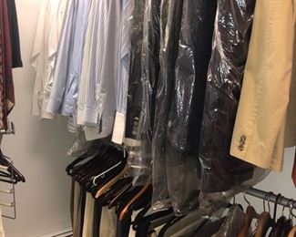 Lots of clothes, mens suits size 42 long, large shirts 