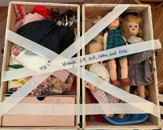 #54 Vintage Vogue Jill doll with case, clothes and shoes $45.00