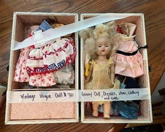 	#55	Vintage Vogue Ginny doll with case, clothes and shoes	 $30.00 		