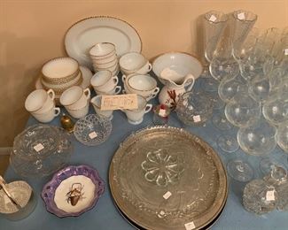 #100 White and Gold vintage china set. 40 pieces $50.00