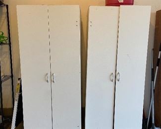 4 white storage units - perfect for garage or basement.