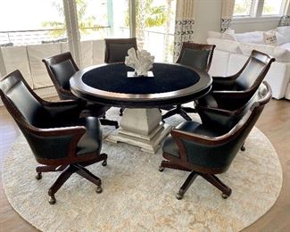 Howard Miller Poker Table and Set of Six Club Chairs