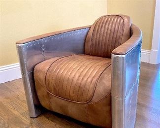 Restoration Hardware Aviator Leather Chair, one of pair