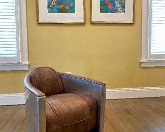 Restoration Hardware Aviator Leather Chair, one of pair