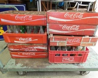 WOODEN COKE CARRIES AND BOTTLES 