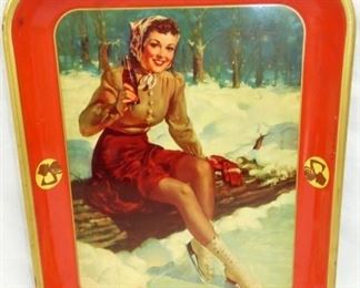 1941 COKE TRAY LADY IN SNOW 