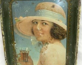 1922 COKE TRAY LADY W/ HAT 