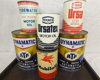 MOBILOIL, TIDE WATER, TEXACO OIL CANS 