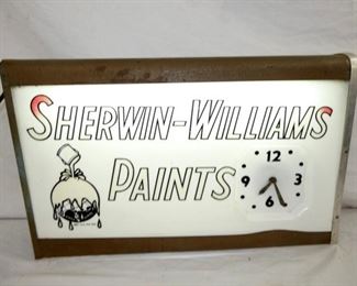 25X15 LIGHTED SHERWIN WILLIAMS CLOCK 