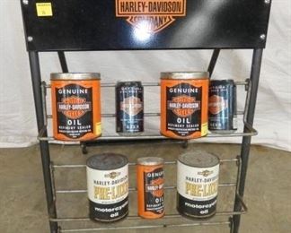 HARLEY DAVIDSON OIL RACK AND CANS 