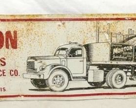 11X37 EMB. MORTON BUILDERS SIGN W/ TRUCK