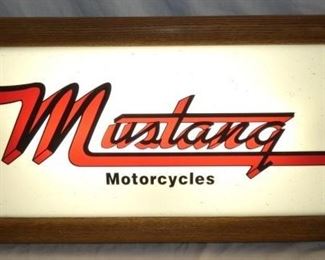 14X24 LIGHTED MUSTANG MOTORCYCLES SIGN 