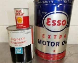 SHELL, ESSO MOTOR OIL CANS 