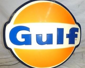 28X26 EMB. GULF LIGHTED CAN SIGN 