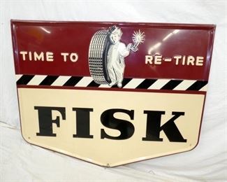 52X41 1946 EMB. FISK TIRES SIGN 