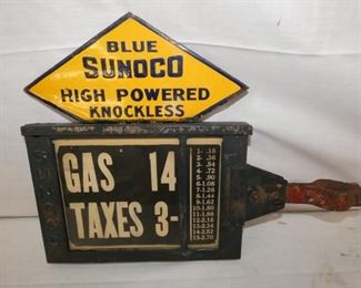 VIEW 3 OTHERSIDE RARE SUNOCO PUMP SIGN 