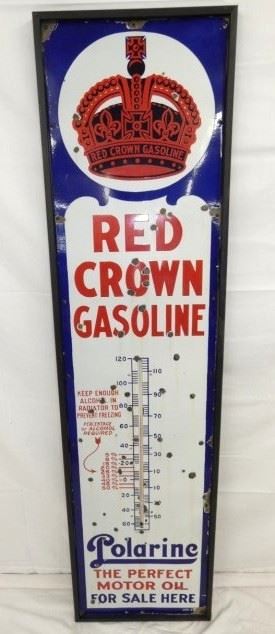 19X74 PORC. RED CROWN THERMOMETER 