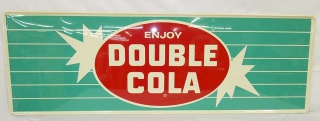 54X18 EMB. DOUBLE COLA DRINK SIGN 