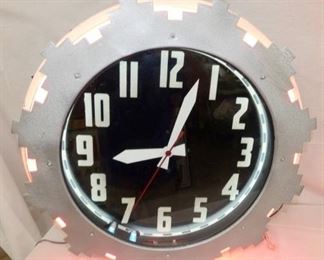 25IN DOUBLE NEON DECO CLEVELAND CLOCK  