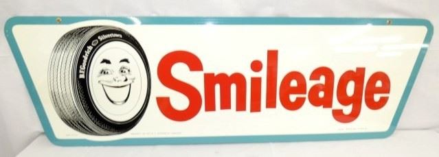 48X14 1960'S GOODRICH SMILEAGE SIGN 