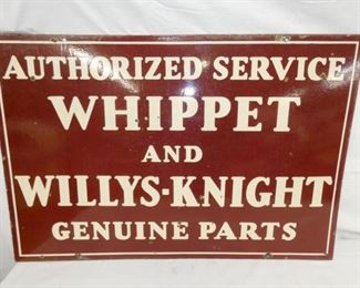 36X24 PORC. WHIPPET WILLYS-KNIGHT SIGN 