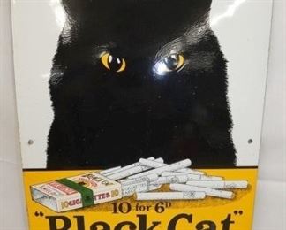 14X20 PORC. BLACK CAT CIG. SIGN 