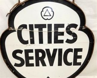 48IN PORC. CITIES SERVICE CLOVER SIGN