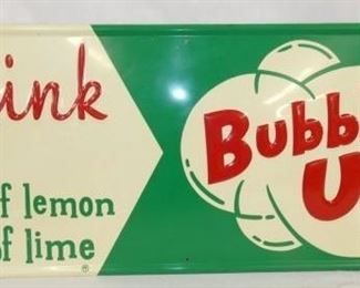 28X12 EMB. DRINK BUBBLE UP SODA SIGN 