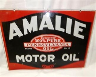 27X20 AMALIE DOUBLE SIDED OIL SIGN 