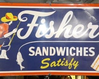 48X24 1965 FISHERS SANDWICHES SIGN 